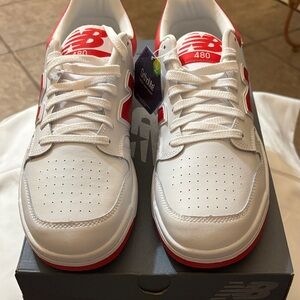 New Balance Men's White and Red Sneakers